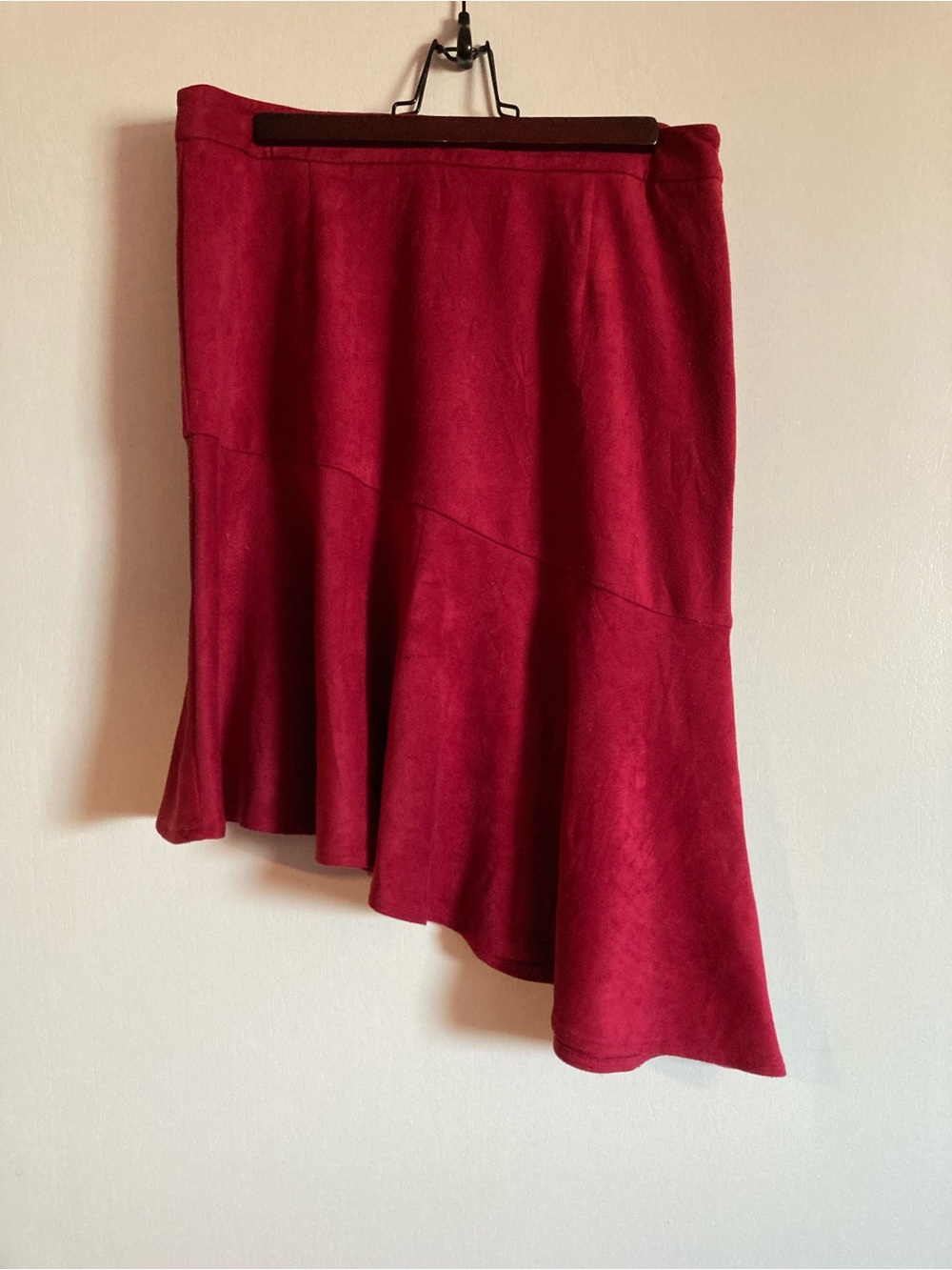 Asymmetrical Red Women's Skirt with Flared Hem